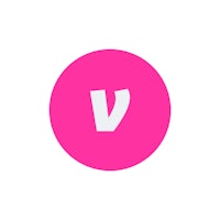 a pink circle with the letter v on it