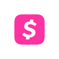 a pink dollar sign icon on a black background